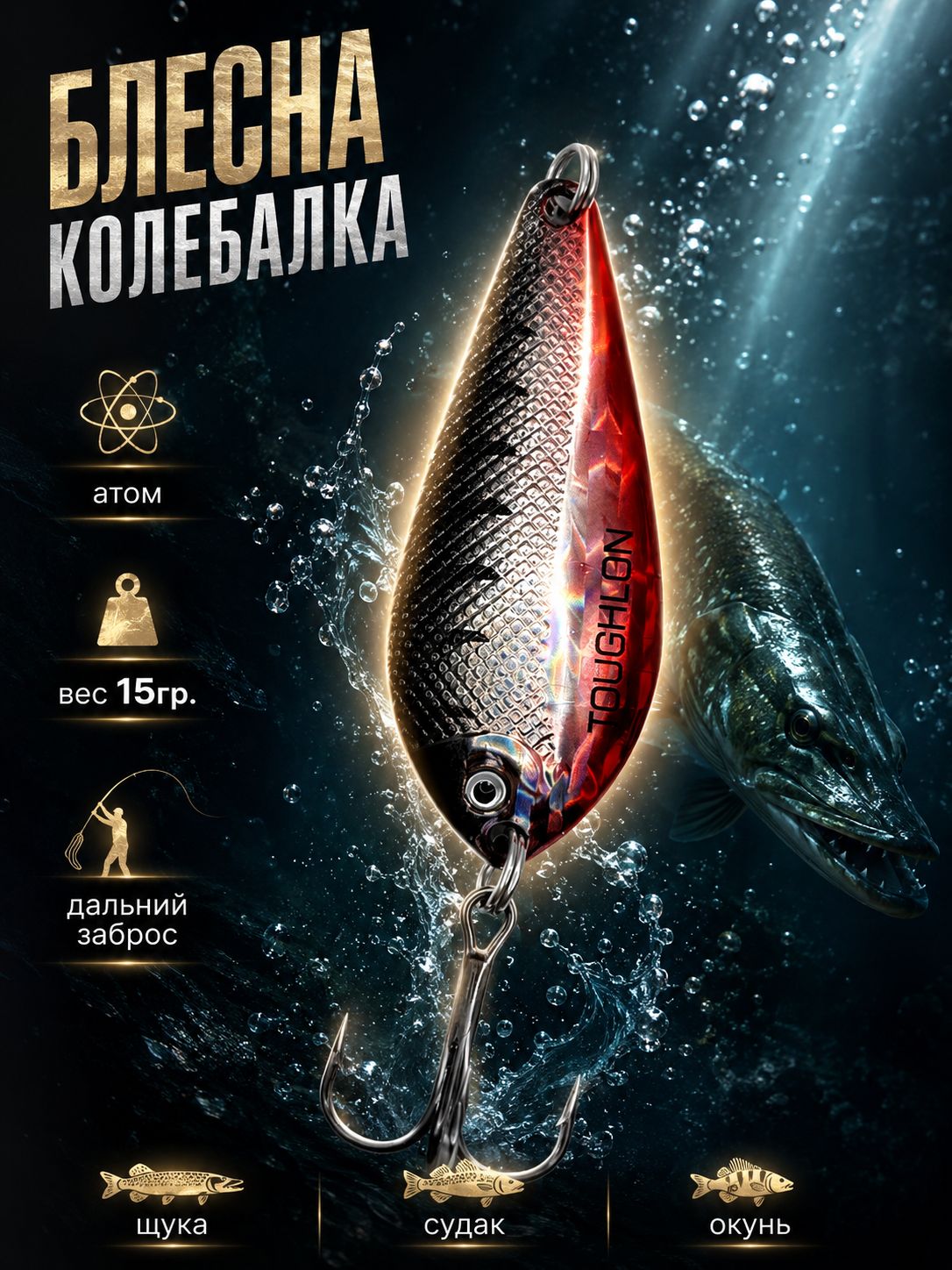 Блесна колебалка атом на щуку и окуня