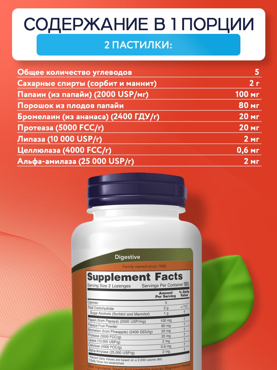 Now, PAPAYA ENZYME CHEWABLE 360 TABS