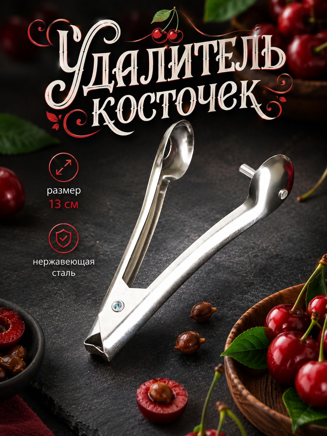 Удалитель косточек, длина 13 см, нержавеющая сталь