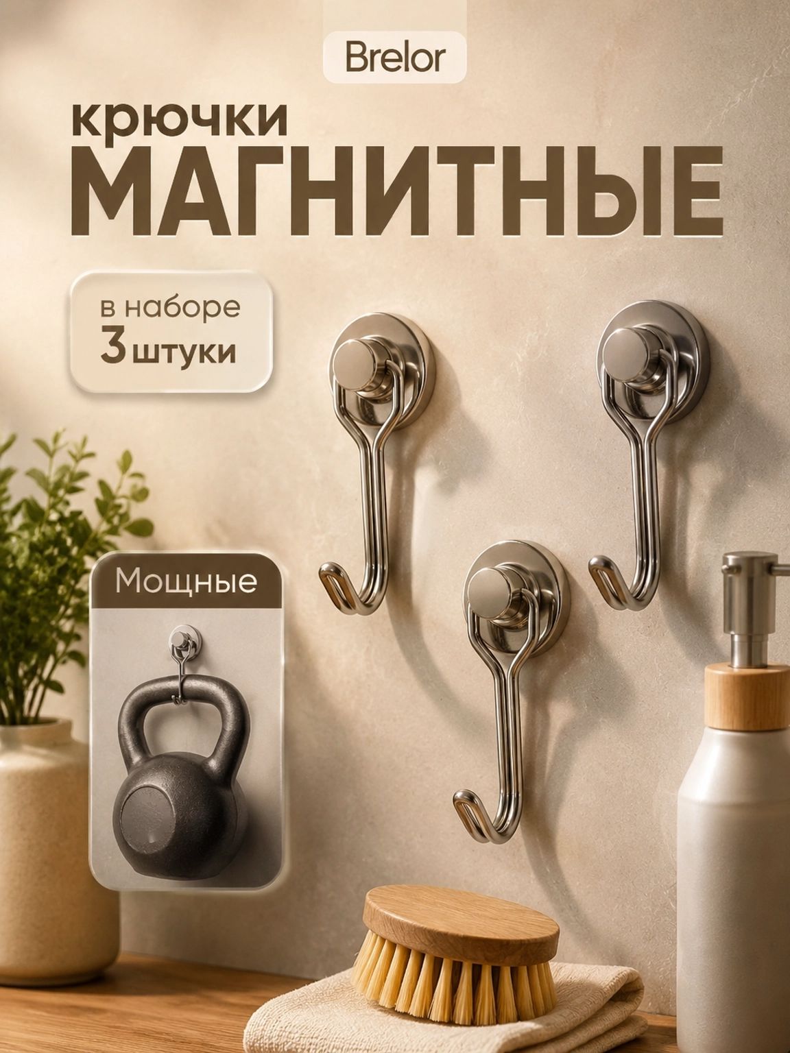 Магнитные крючки 3 штуки