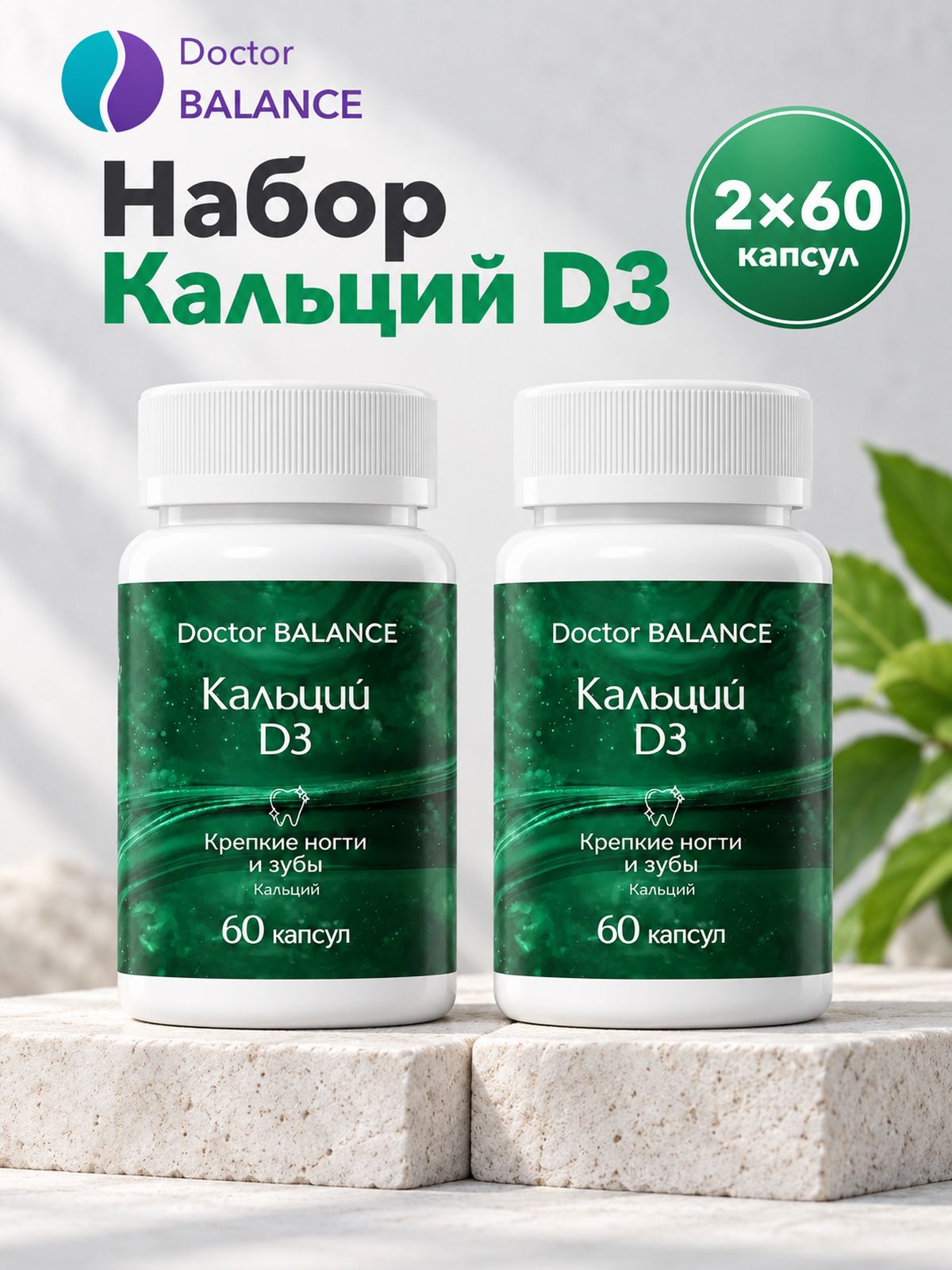 Комплект Doctor Balance: Кальций с витамином D3 60 + 60