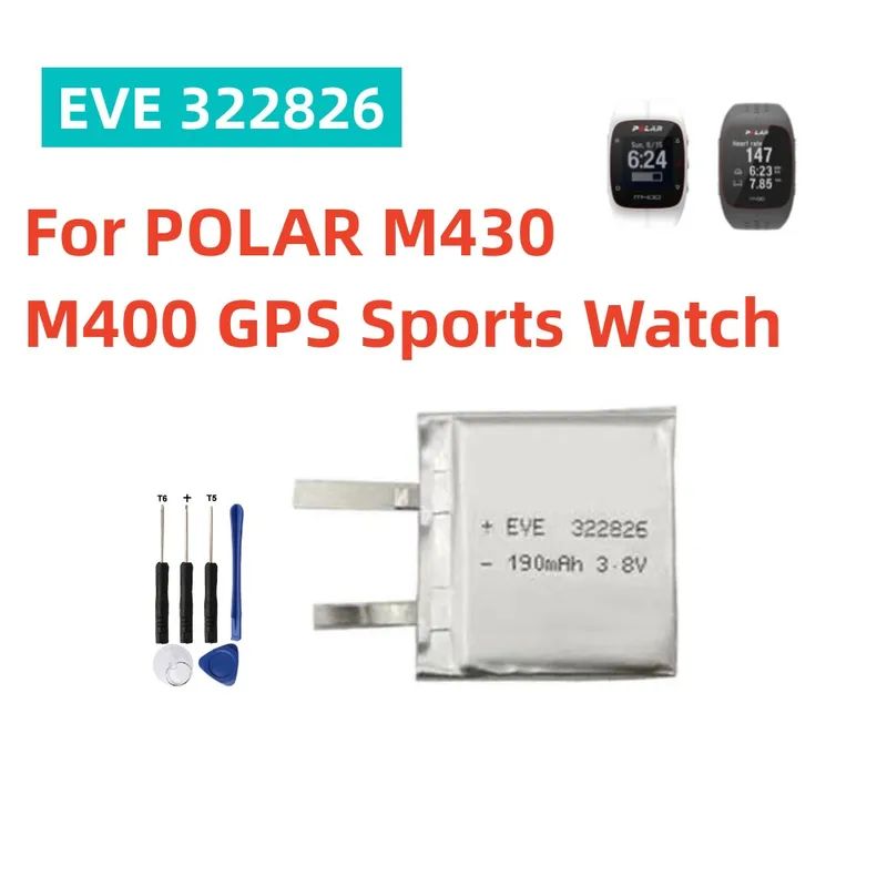 Замена322826190мАчдляPOLARM430M400GPSспортивныечасывысокоекачествоаккумуляторEVE322826+инструменты