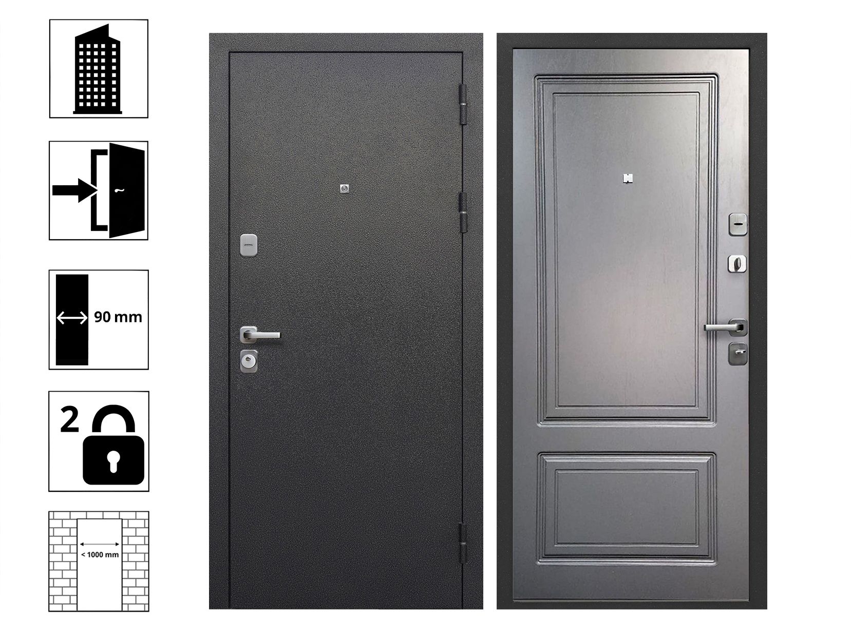 ДверьТолстякБуклеЧерныйЯсеньГрафитЭмаль960R