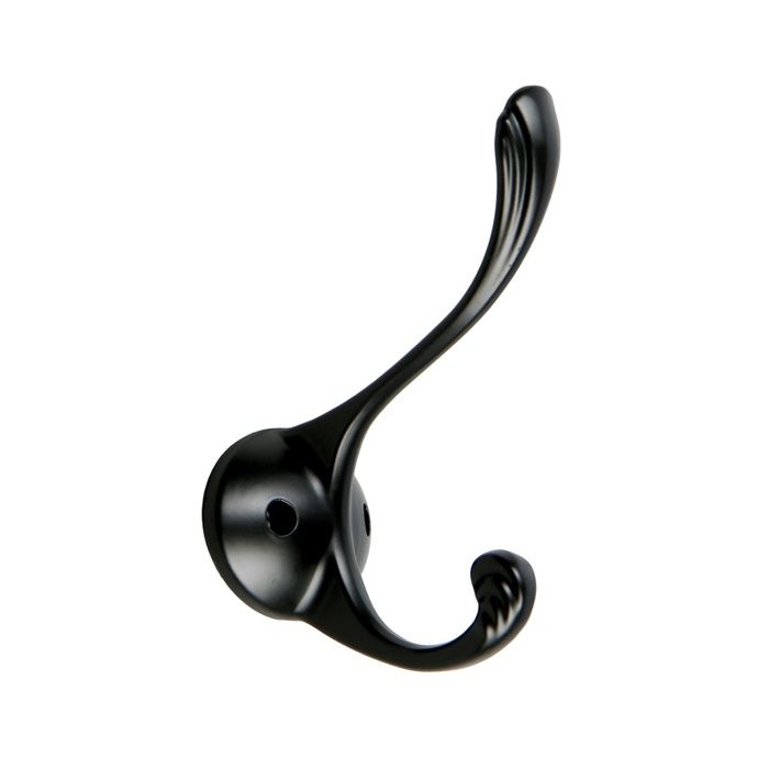 Крючки настенные для одежды CAPPIO RARITY, двухрожковый, черный, набор 4 шт