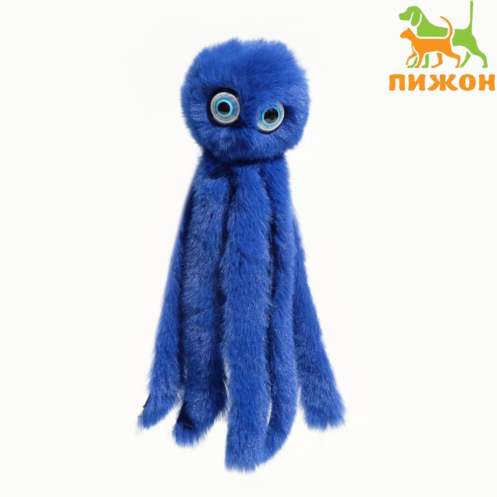 Игрушка для кошек Осьминожек , до 19 см, искусственный мех, синяя