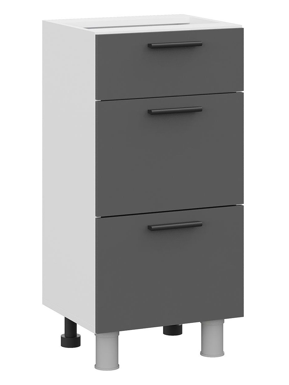 Кухонныймодульнапольный,столузкийУрбансящиками,40х34.6х82.4см,Белый/Графитсерый