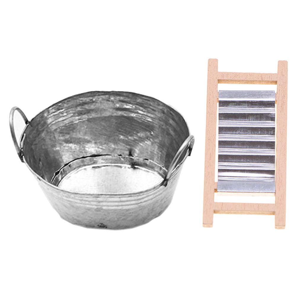 Миниатюрный набор из эмалированного полотенца и тазика из железа и сосны для декора кукол