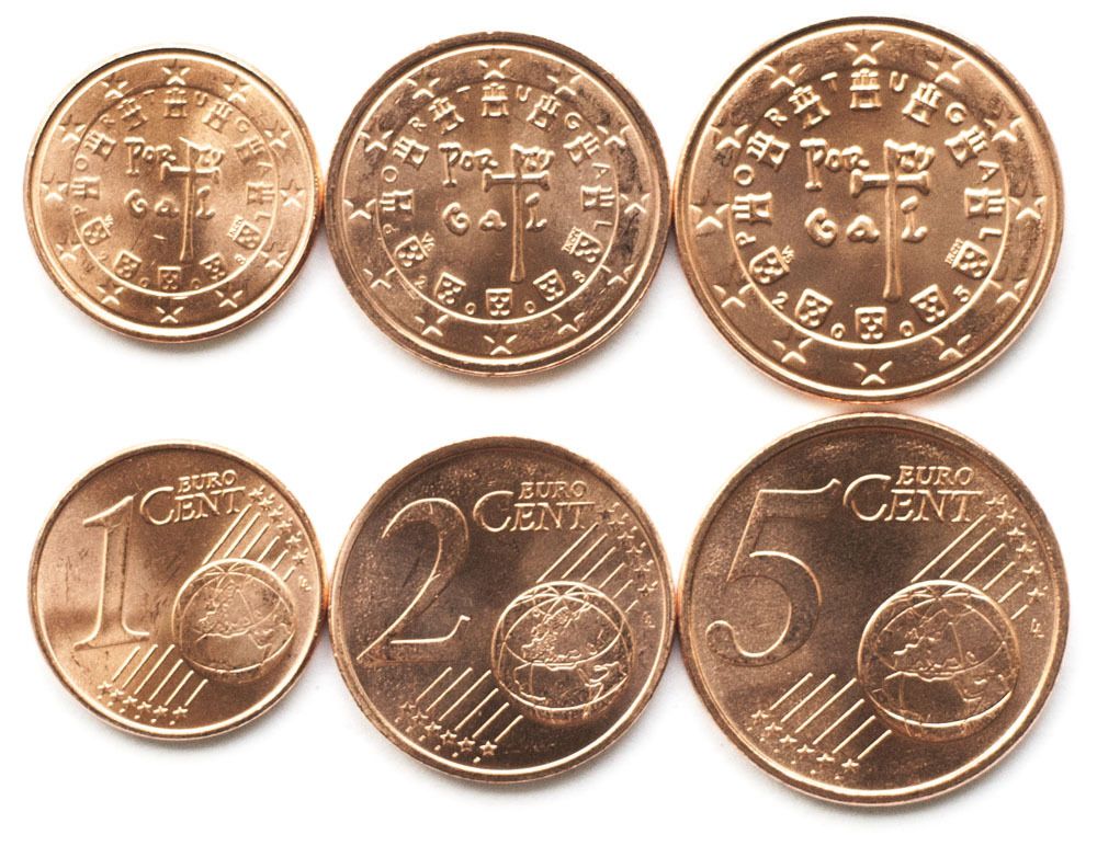 Португалиянабор1,2,5евроцентов2005-2008(3монеты)