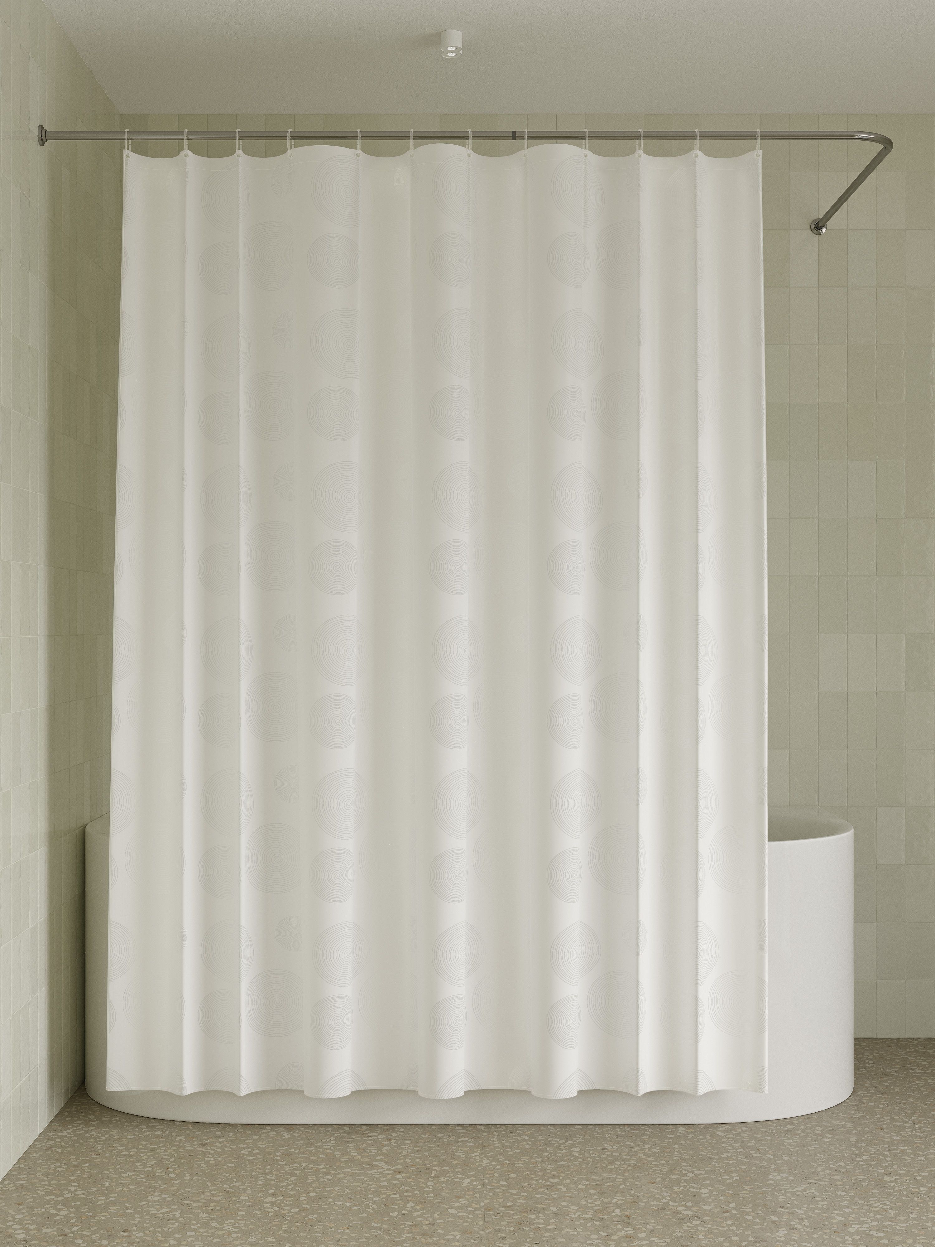 Фото товара на маркетплейсе ozon Штора для ванной комнаты и душа IDDIS, 180x200 см, тканевая, водонепроницаемая, полиэстер, с кольцами, BD01P18i11