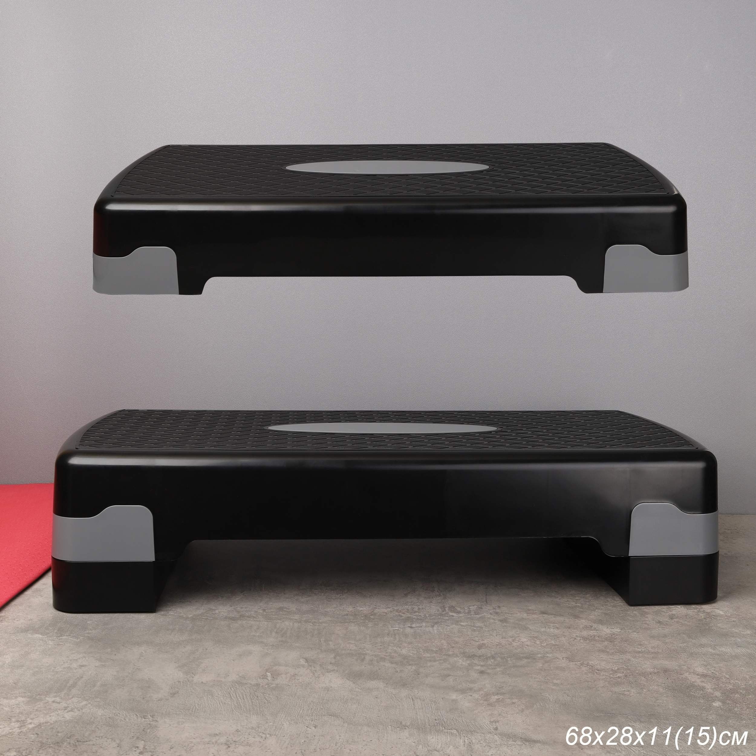 Степ платформа для фитнеса Woohooo StepFit S1 / 68х28х11(15) см, черно-серая Степ платформа для фитнеса Woohooo StepFit S1 / 68х28х11(15) см, черно-серая
