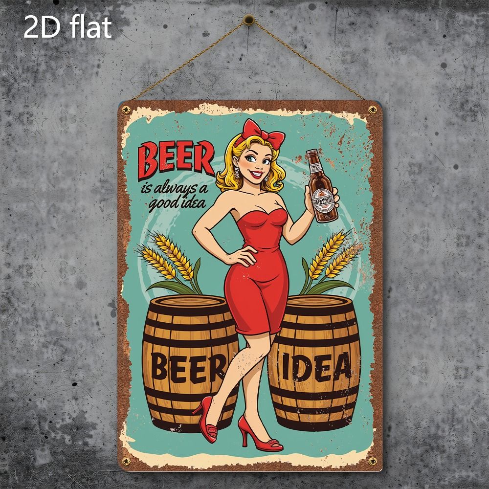 Жестяныетарелкидляукрашениягаражейимастерскихсизображениемсексуальнойдевушки,металл,20х30см