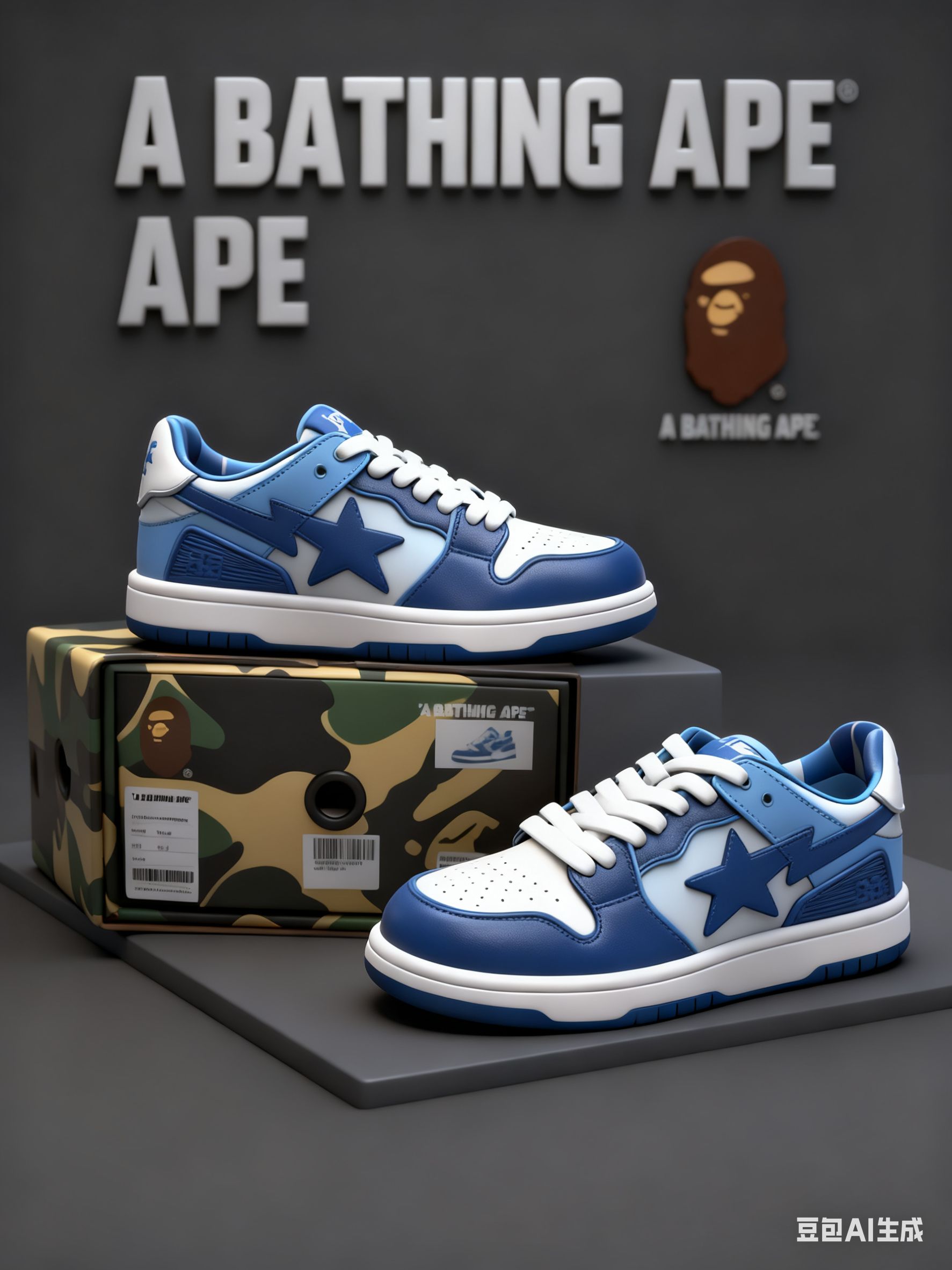 Кроссовки Женский, Мужской A BATHING APE Синтетическая кожа Бег, размер ...