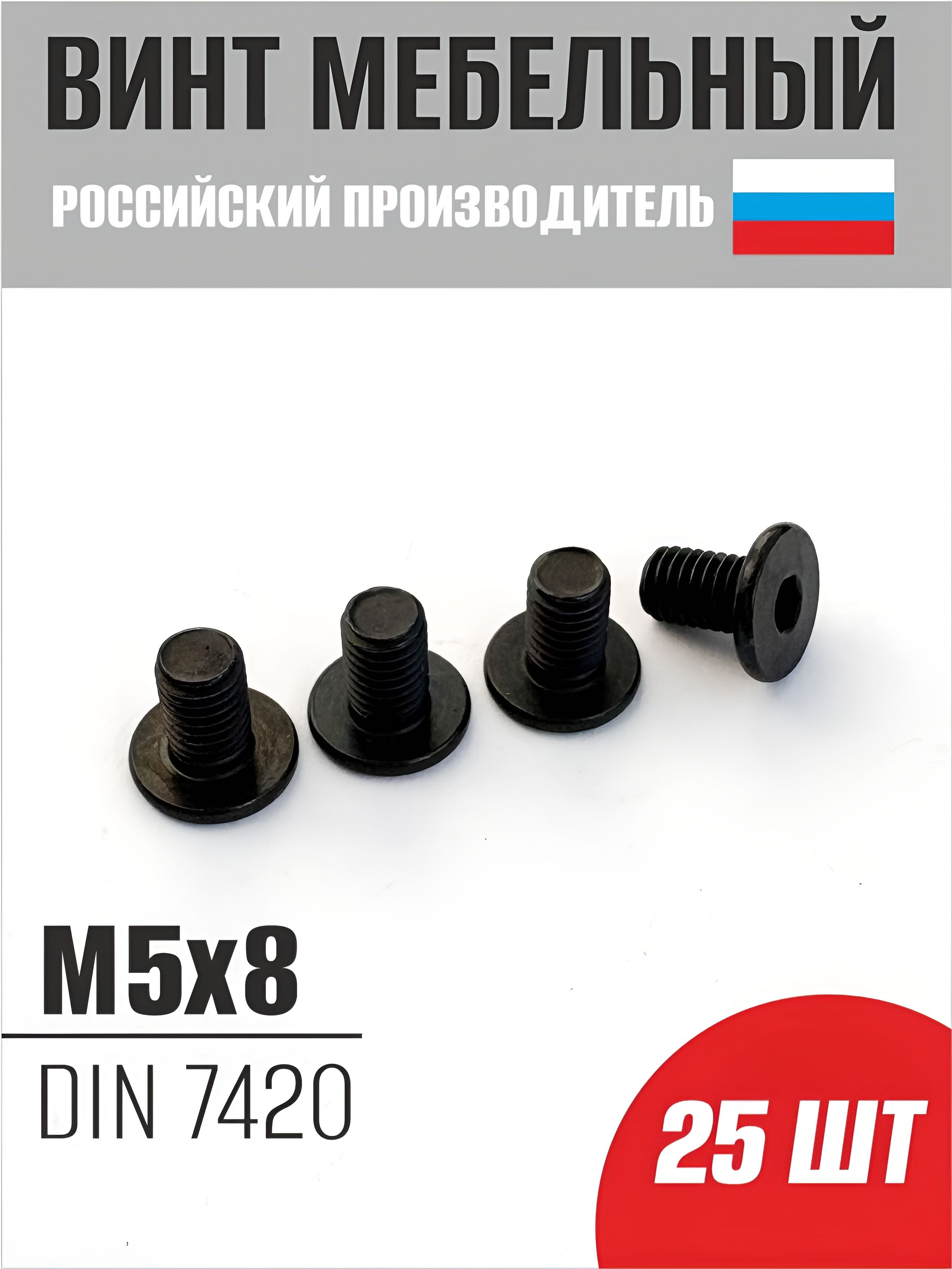 Винт М5х8 с цил.головкой, прямой шлиц (БелЗАН)