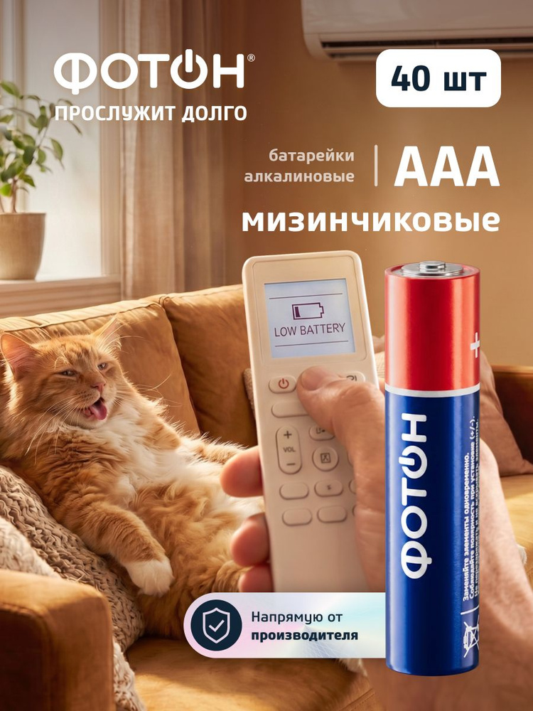Батарейки мизинчиковые алкалиновые aaa ФОТОН LR03 набор 40 шт. #1