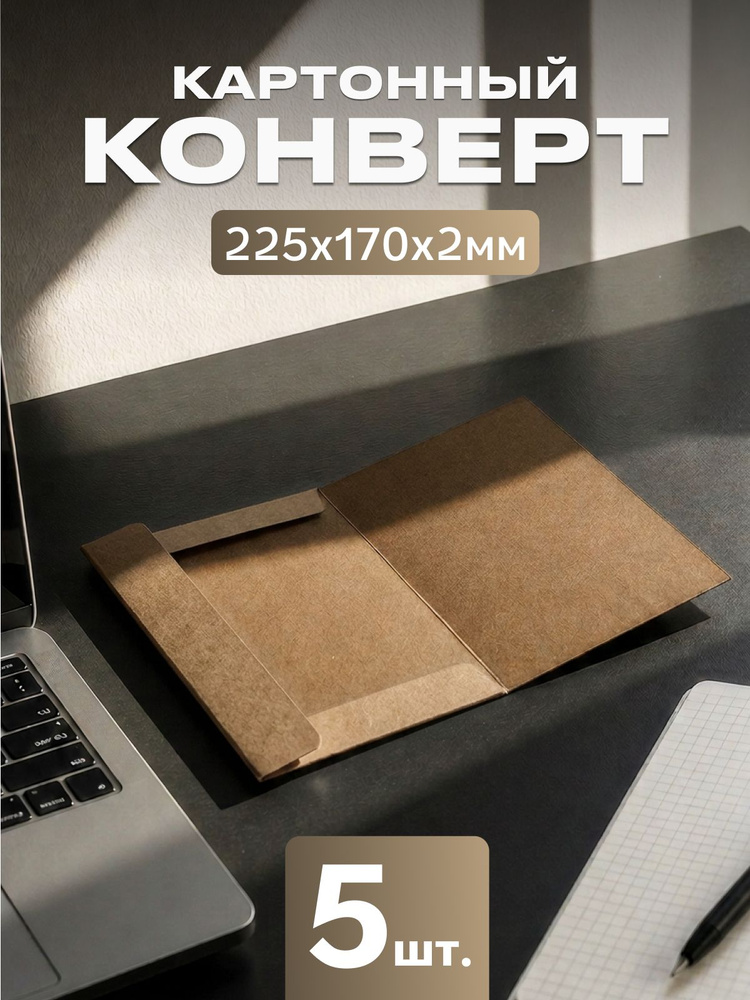 Плотные картонные конверты крафт 225х170 мм #1