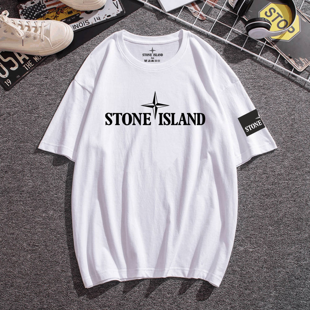 Футболка Stone Island, размер 54, цвет белый, 100% хлопок - купить по  выгодной цене в интернет-магазине OZON (789737681)