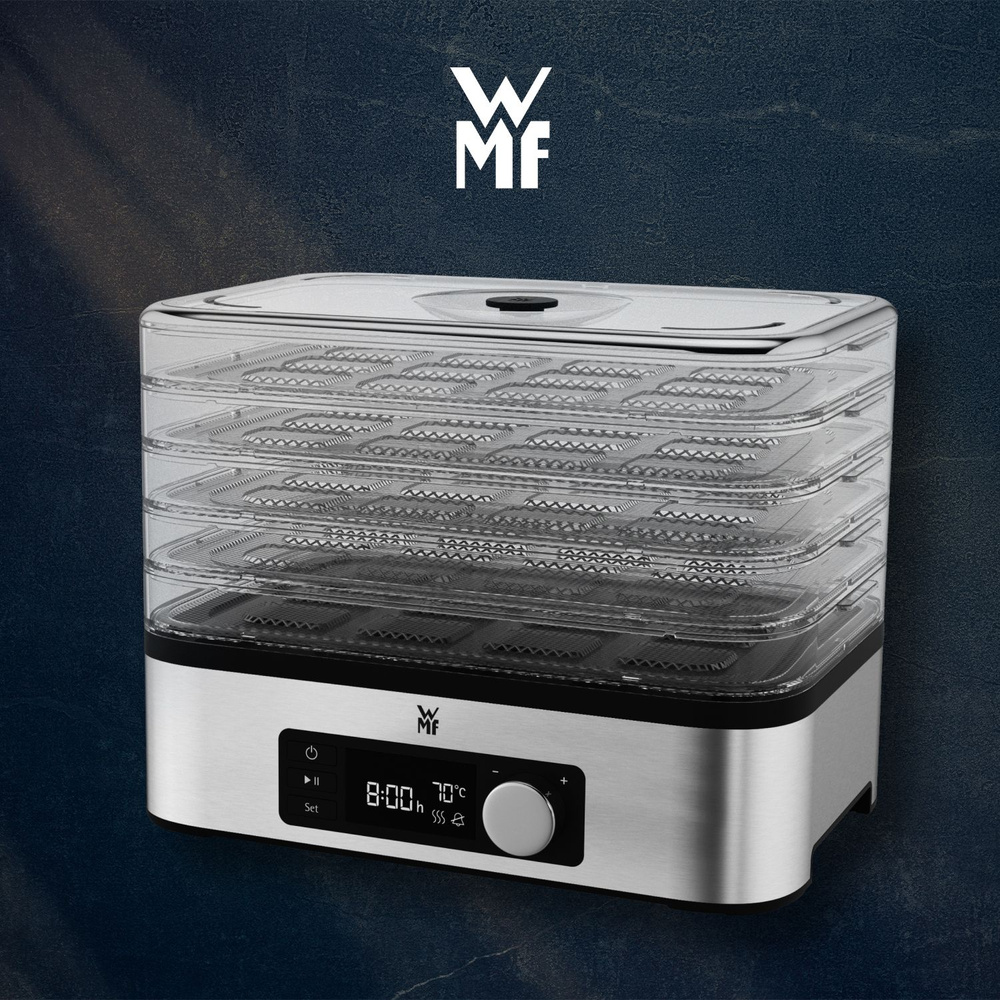 Сушилка для овощей и фруктов WMF KITCHENminis, серебристый, мощность 250 Вт, таймер, 5 уровней, регулировка #1