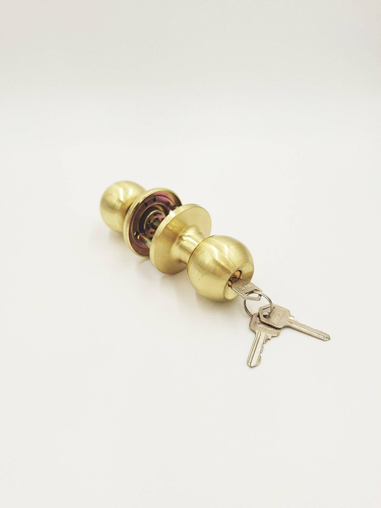 BUSSARE Ручка дверная межкомнатная с защелкой, фиксатором и ключом KNOB 67-00 матовое золото  #1