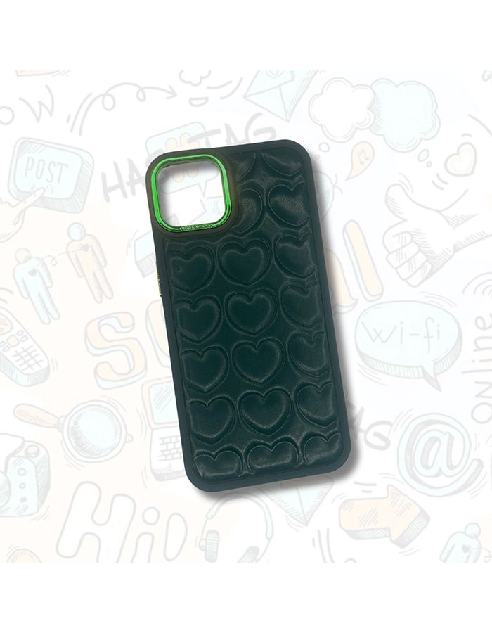 Кожаный 3D чехол с сердечками на iphone 12 - купить с доставкой по ...