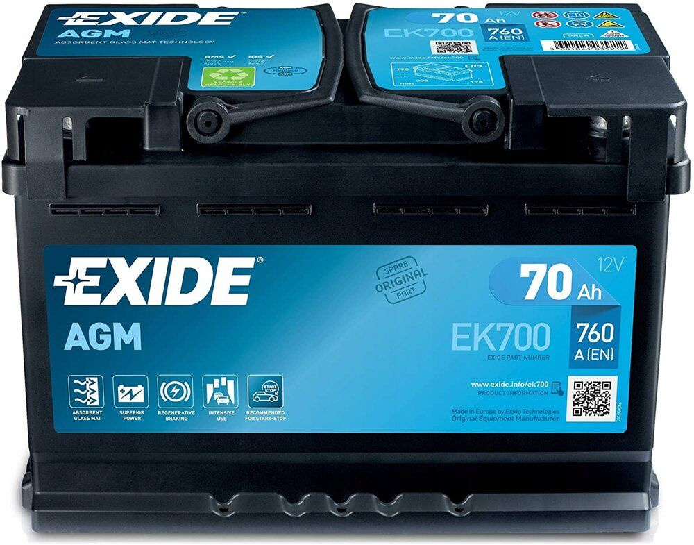 Аккумулятор автомобильный EXIDE AGM Start-Stop EK700 купить по выгодной ...