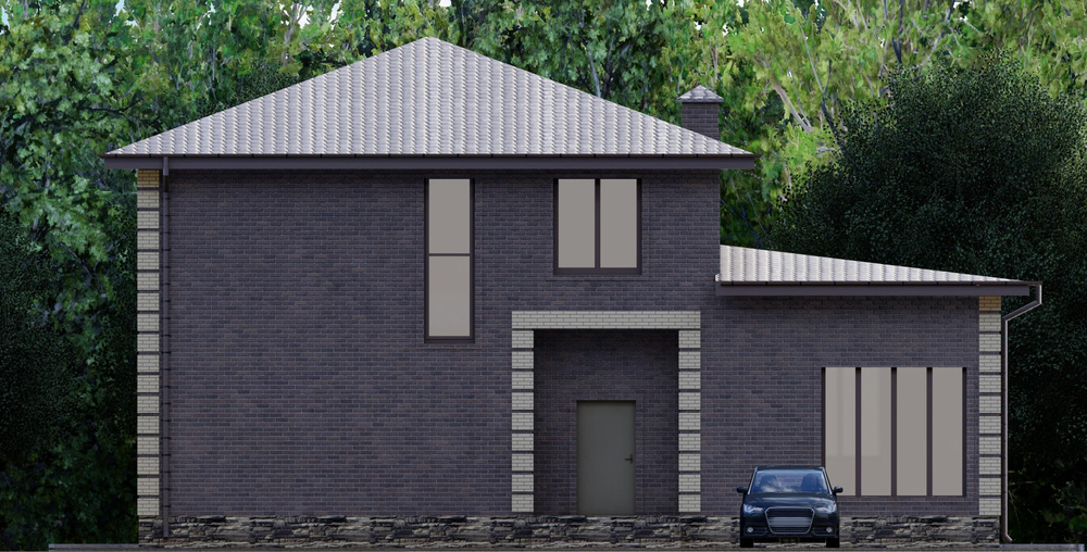 Проект двухэтажного дома (площадь185 кв.м ) без гаража из газобетонного блока с облицовкой из керамического #1