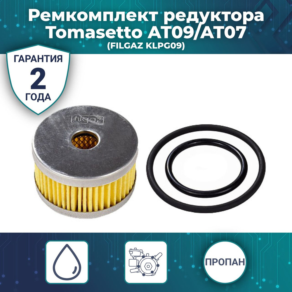 Ремкомплект(фильтр+кольца) редуктора Tomasetto AT09/AT07 (FILGAZ KLPG09 ...