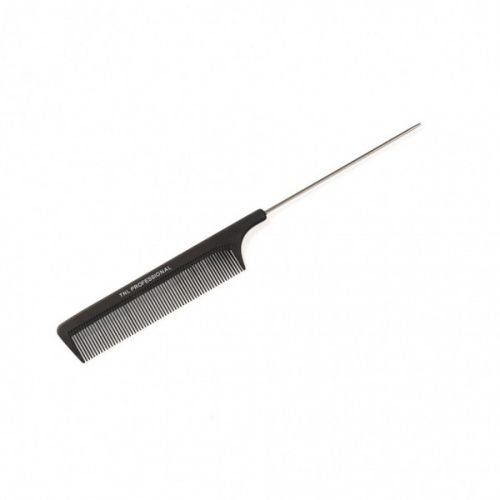 Расческа для волос TNL с металлическим хвостиком карбон, 223 мм, черная  #1