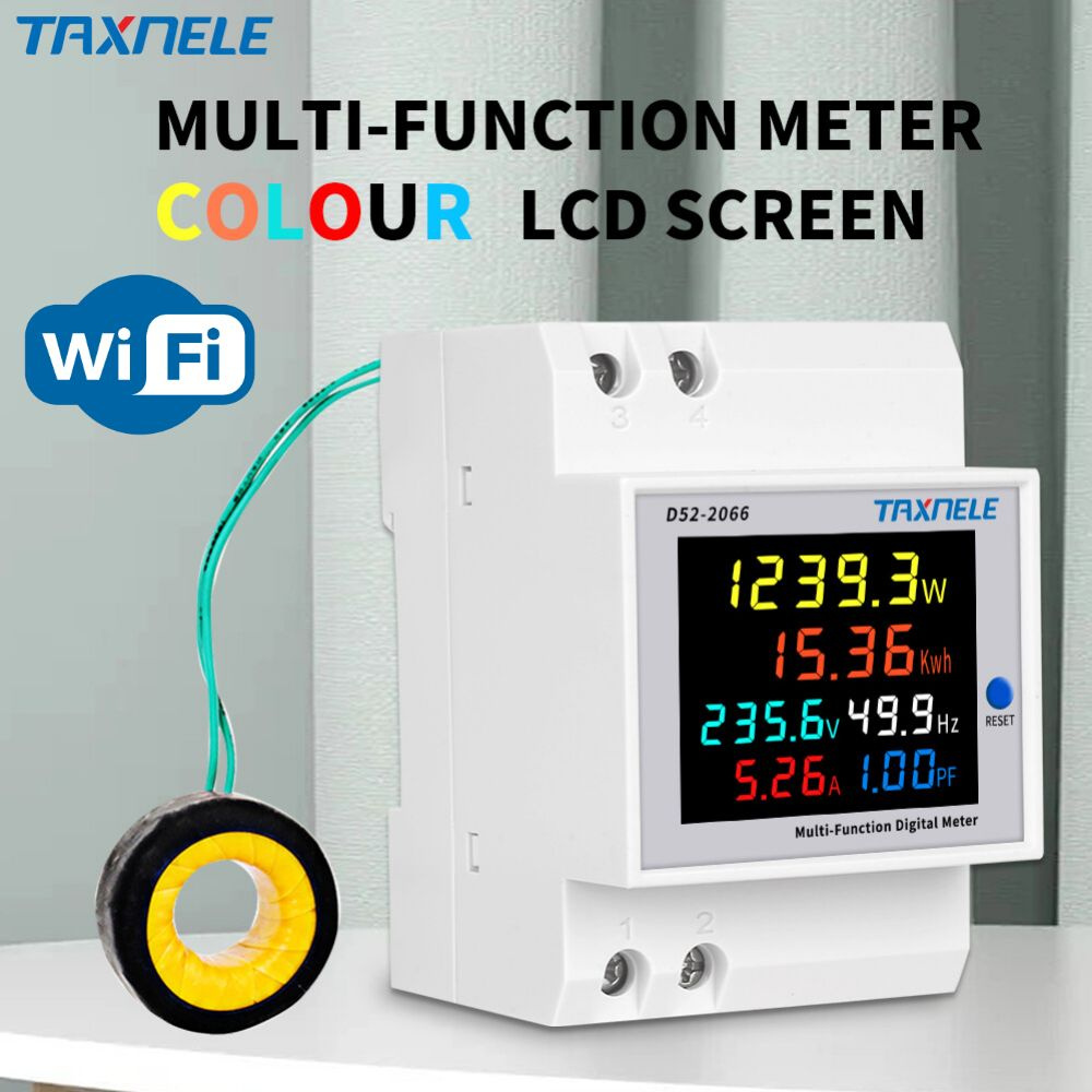 Wi-Fi Монитор переменного тока в DIN рейку D52-2066 40-300В 100А ...