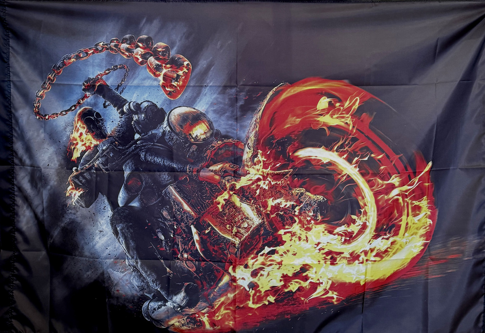 Плакат постер флаг байкер "Призрачный гонщик" #1