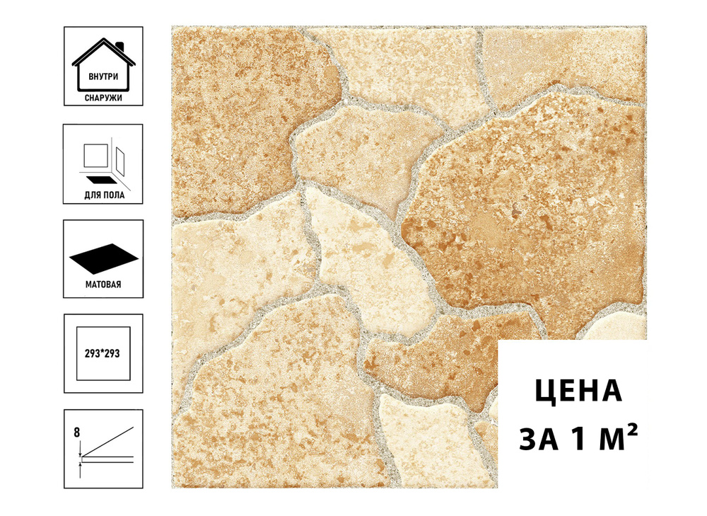 Керамический гранит GlobalTile Roxy BL 29,3 29,3см, бежевый, камни (цена за 1 кв.метр)  #1