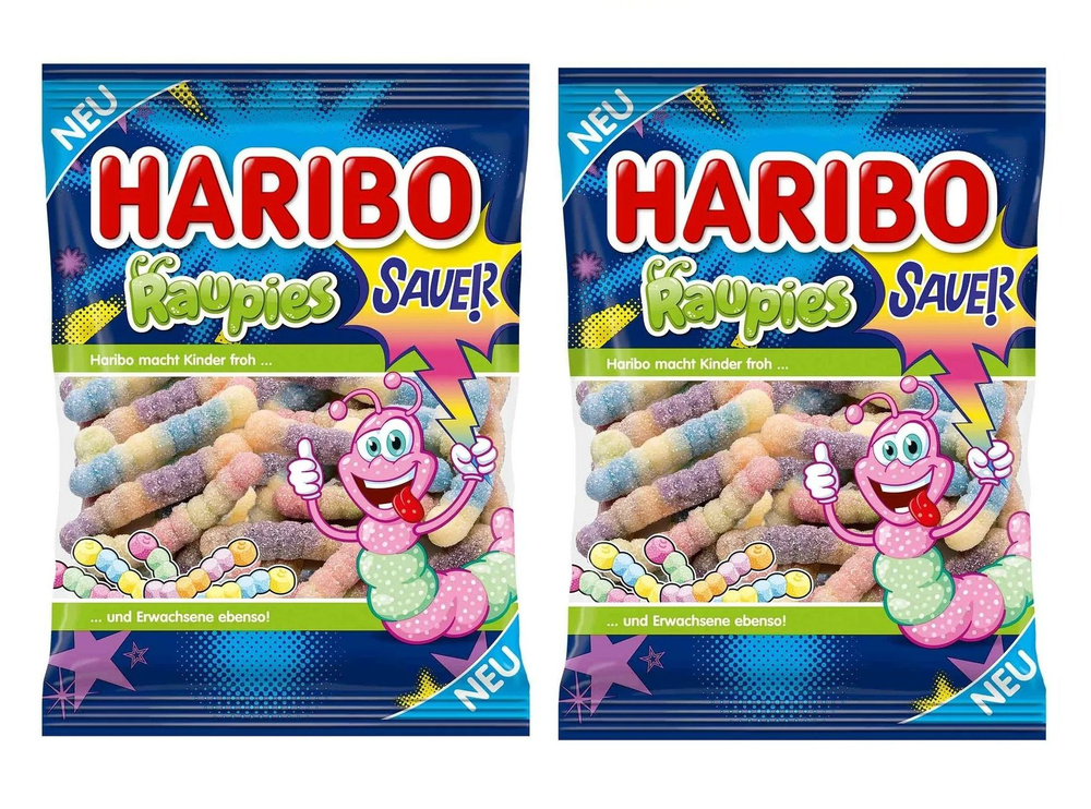 Мармелад жевательный Haribo Raupies Sauer / Харибо Кислые Гусеницы, 2 шт. по 160 гр. (Австрия)  #1