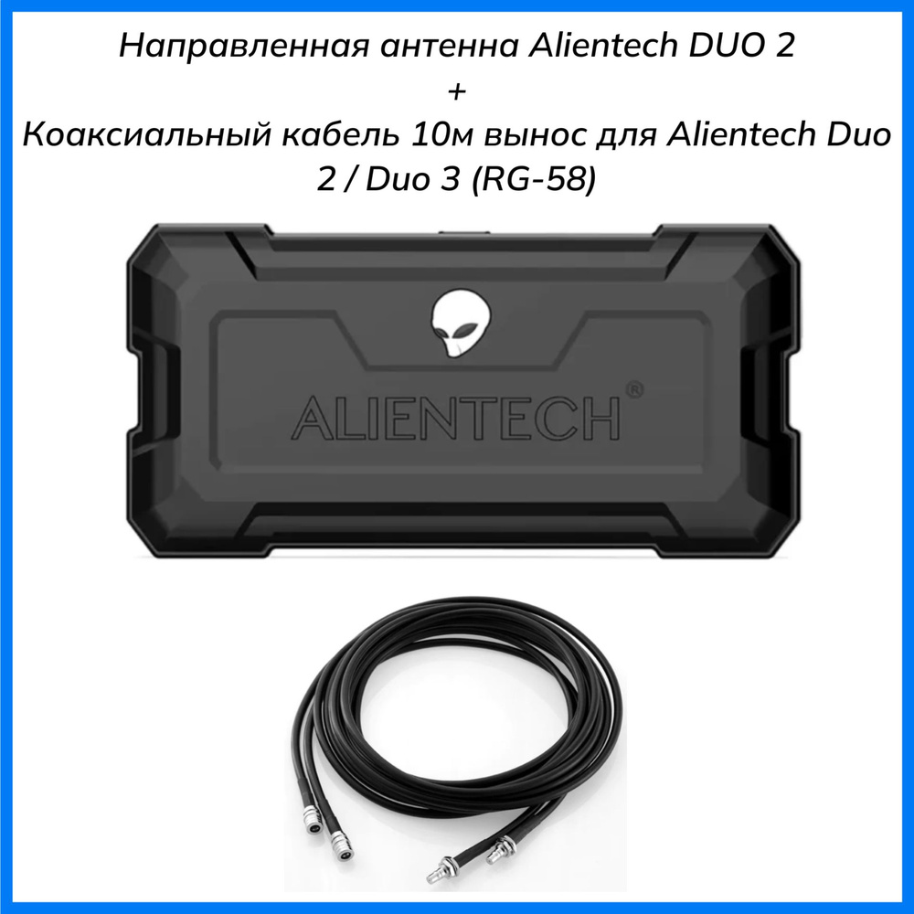 Направленная антенна Alientech DUO 2 + коаксиальный кабель 2шт по 10м вынос  для Alientech Duo 2 / Duo 3 (RG-58)