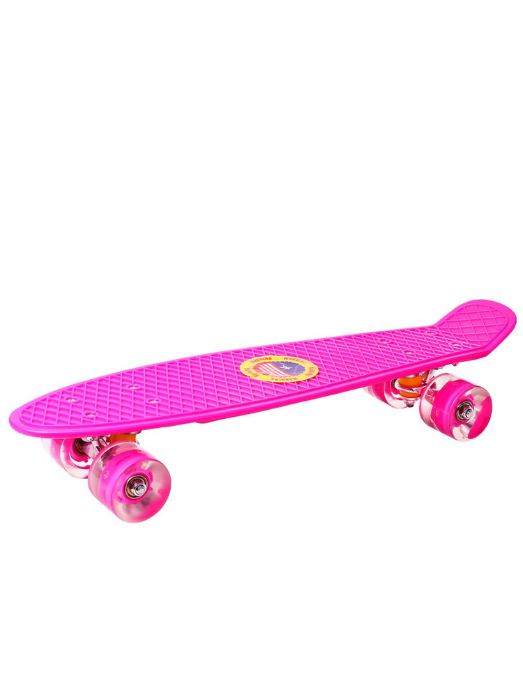 Пенниборд, скейтборд-круизер пластиковый 56х15 см.Пенниборд со светящимися колесами, нагрузка до 60 кг, #1