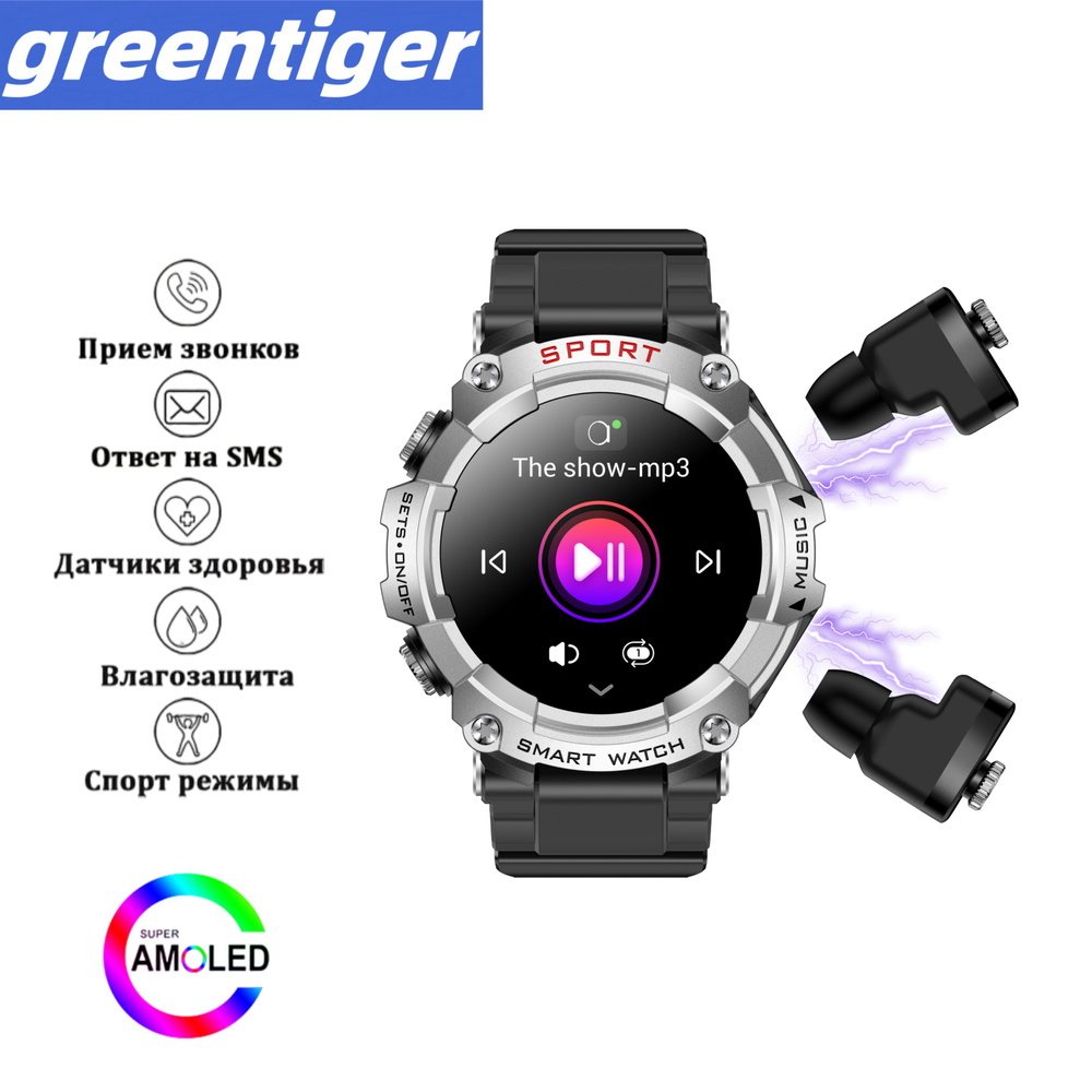 Купить смарт-часы Greentiger T96, экран 1.52