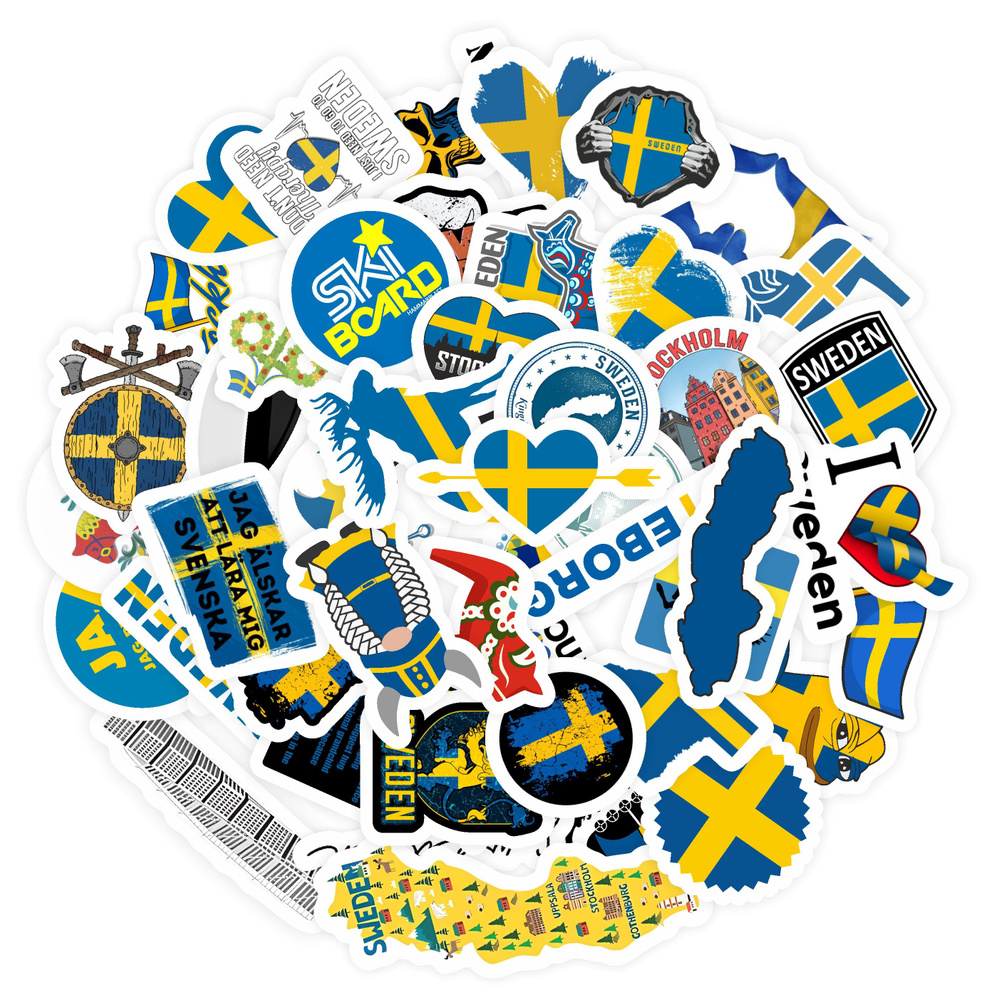 Набор наклеек "Швеция 1", 9 листов формата А6 ( 48 наклеек) #1