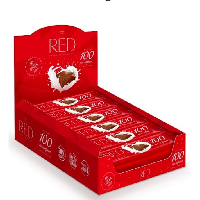 RED Молочный шоколад, Батончик со сниженной калорийностью, 26 г х 24 шт.  #1