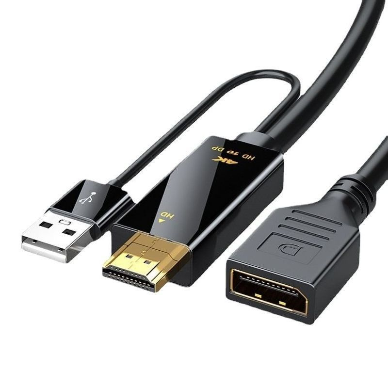 USBTOP Видеокабель HDMI/DisplayPort, USB 2.0 Type-A, 0.24 м, черный #1