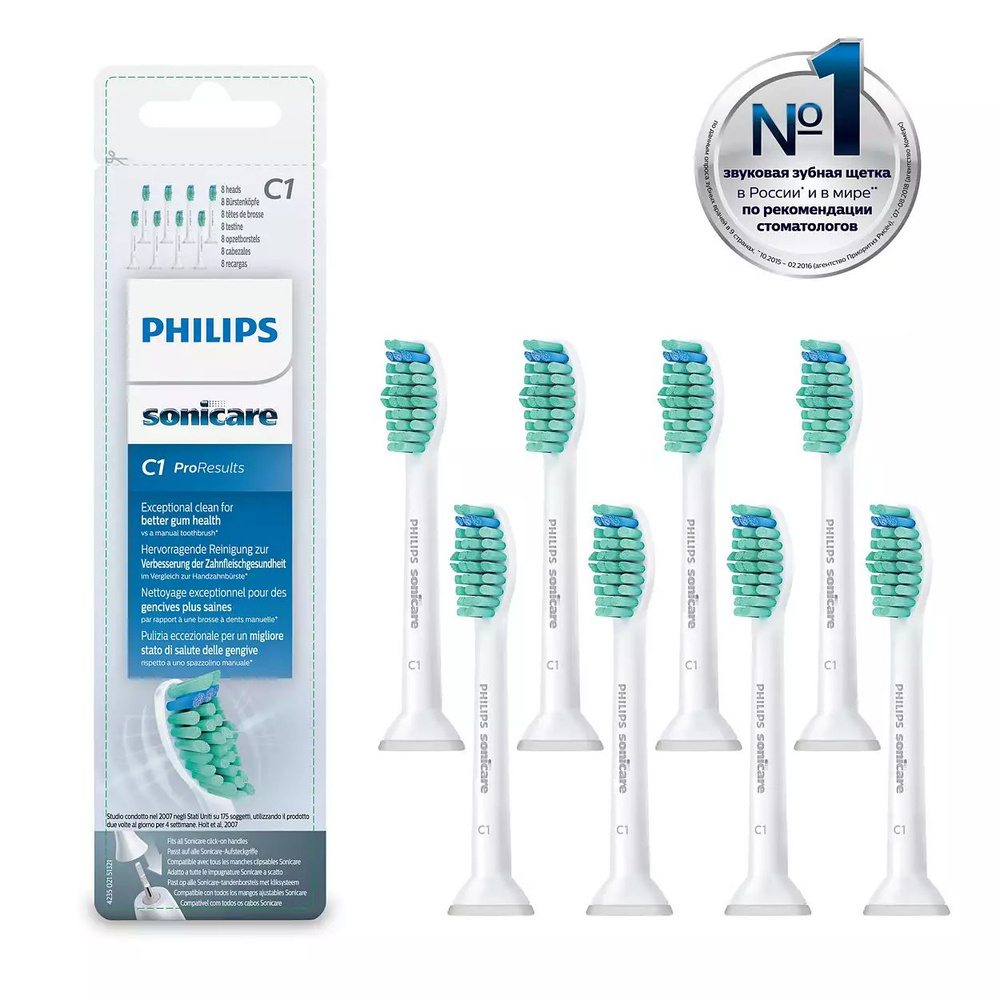 Philips Sonicare C1 Простая чистка Стандартные насадки для звуковых зубных щеток HX6015/03  #1