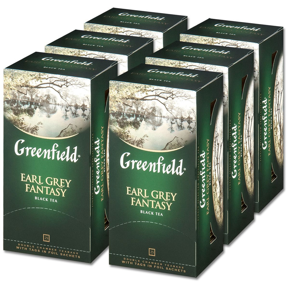 Чай Greenfield "Earl Grey Fantasy", черный с бергамотом, 25 пакетов, 6 уп.  #1