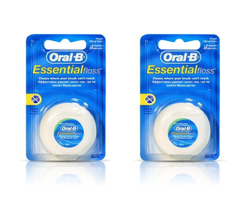 Oral-B Зубная нить Essential floss, мятная, вощеная, 50 м, 2 шт #1