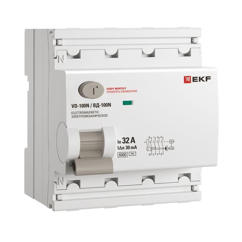 Выключатель дифференциального тока 4п 32А 30мА тип AC 6кА ВД-100N электромех. PROxima EKF E1046M3230 #1