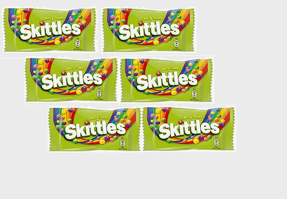 Конфеты жевательные "Skittles" (Crazy Sours), ( 6 шт. х 38 гр.),Германия  #1