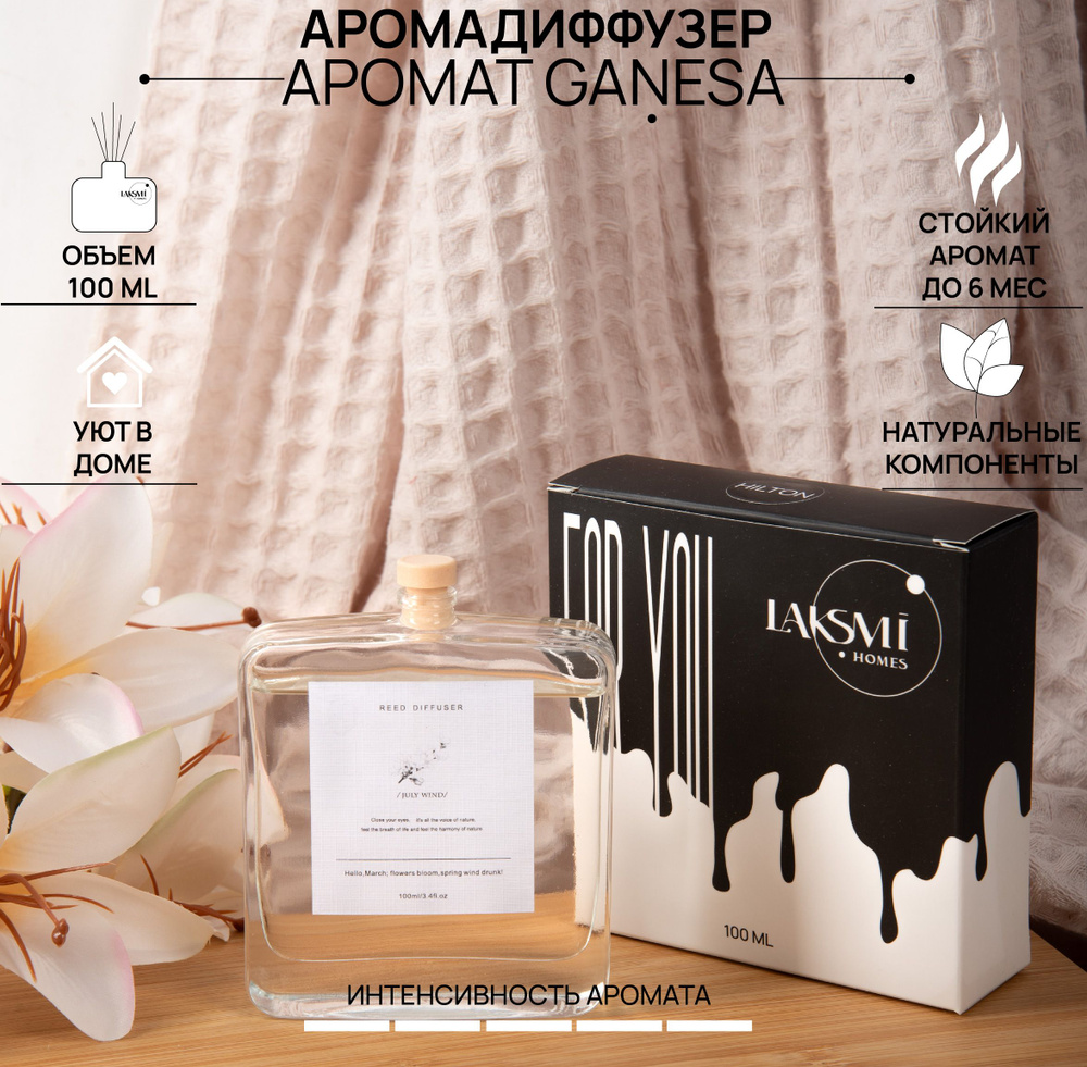 Ароматический диффузор Ganesa,100 мл, 6 палочек из фиброволокна Reed Diffuser Zi Mo арт. 12158  #1