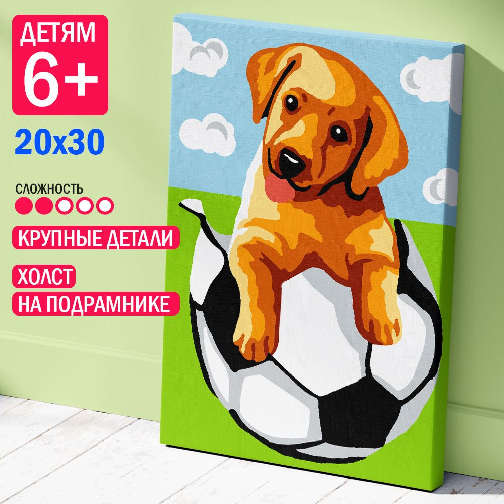 Картина по номерам для детей маленькая 20х30 см / щенок Лабрадор ...