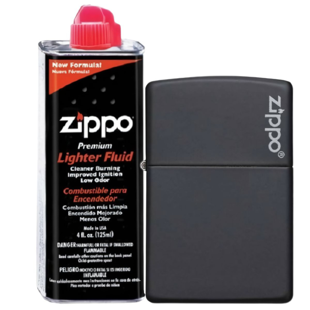 Бензиновая зажигалка ZIPPO 218ZL Classic Black Matte + бензин Zippo 125 мл 218ZL-3141  #1