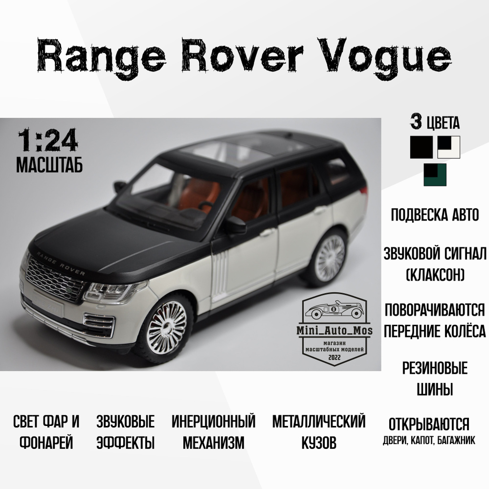 Машинка металлическая инерционная модель Range Rover Vogue (Рендж Ровер Вог). Детская игрушка / Масштаб #1