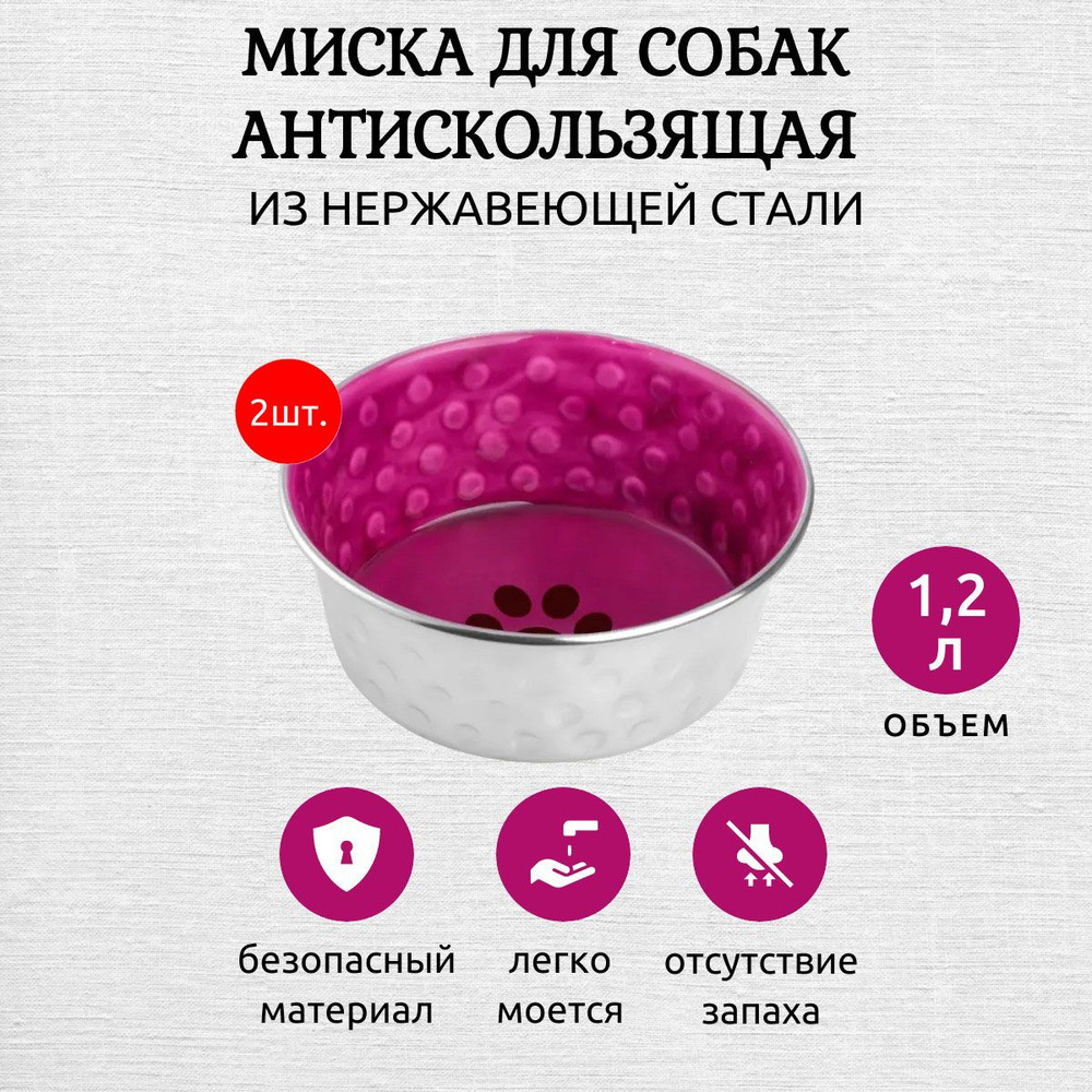 2 миски Mr.Kranch из нержавеющей стали с керамическим покрытием Candy 1,2 л, нескользящее основание, #1