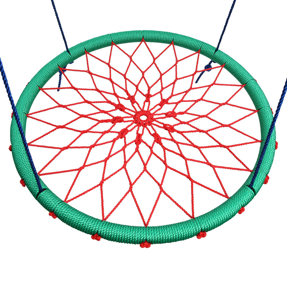 Качели Мойдвор Гнездо 100см c ЦЕЛЬНОМЕТАЛЛИЧЕСКОЙ рамой подвесные круглые для детей. Паутинка.  #1