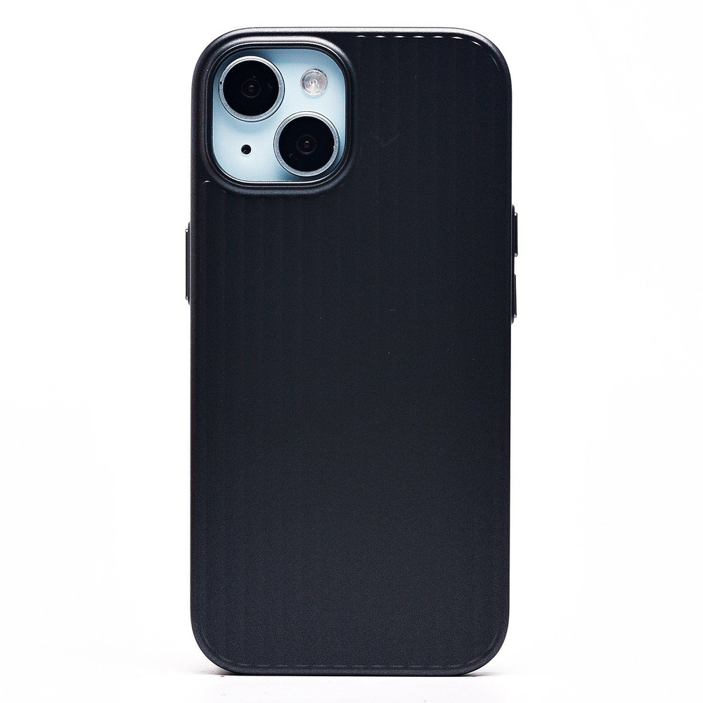 Чехол для iPhone 15 пластиковый рифленый <черный> #1