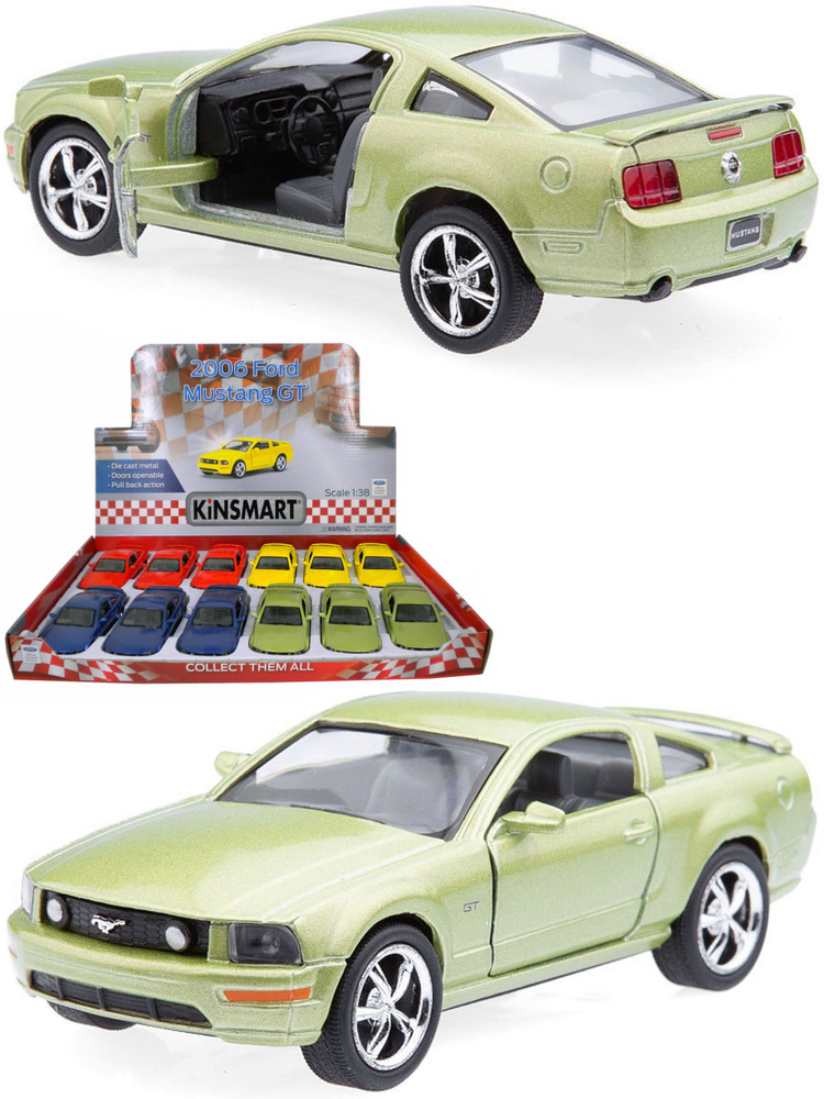 Металлическая машинка Kinsmart 1:38 2006 Ford Mustang GT KT5091D инерционная / Зеленый  #1